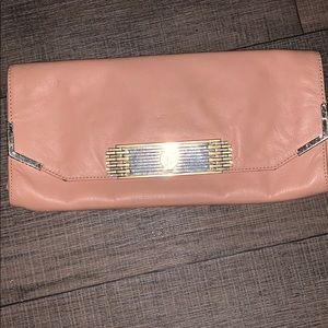 Nude leather clutch